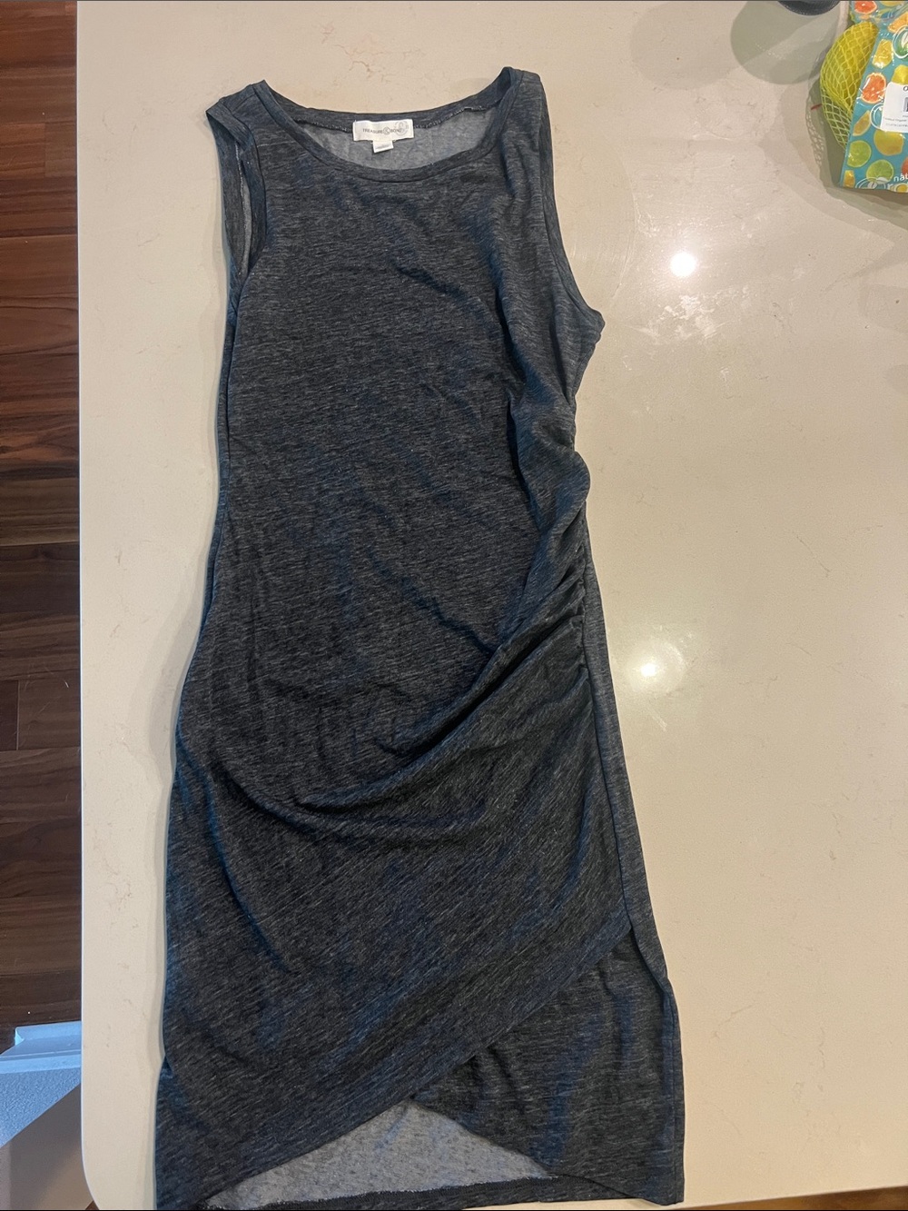 Treasure & Bond Heathered Dark Gray Scoop Neck Top